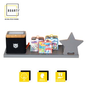 BOARTI® Standregal Organizer grau mit grauem Stern für Tigerbox touch & 27 Tigercards