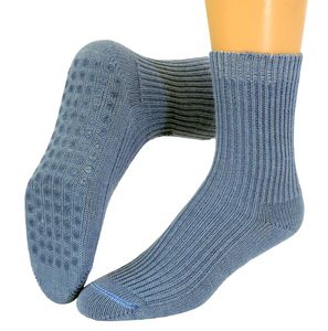 ABS Damen Antirutsch Socken Stoppersocken mit Wolle - Perfekt als Hausschuhersatz , Farben alle:jeans, Größe:39/42