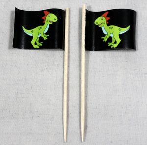 Party-Picker Flagge grüner Dino Papierfähnchen in Spitzenqualität 25 Stück Beutel