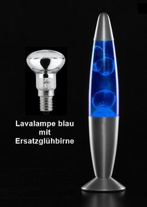 GKA Lavalampe blau mit Ersatzglühbirne Lava Lampe Magmaleuchte Tischlampe Leuchte Tischleuchte Glühbirne Ersatz