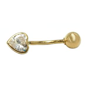 Goldpiercing Piercing aus echtem 585 Gold Gelbgold Herz aus Zirkonia Damen