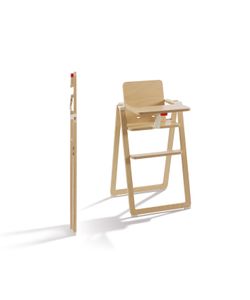 SUPAflat klappbarer, stabiler Kinder-Hochstuhl aus Holz mit Tisch, Sitzgelegenheit für Kleinkinder am Ess-Tisch, Kinder-Stuhl aus nachhaltigem Buchenholz, modernes Möbelstück in Natur Braun