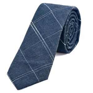 DonDon Herren Krawatte 6 cm gestreift Baumwolle jeansblau