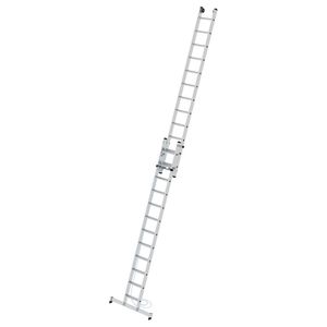 Günzburger Steigtechnik Stufen-Seilzugleiter 2-teilig mit nivello® Traverse 2x12 Stufen