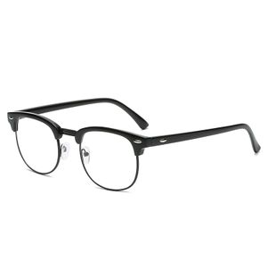 Brillengestelle Brille ohne stärke Damen Herrn Halbrahmen Retro Brillenfassungen,schwarz-silber