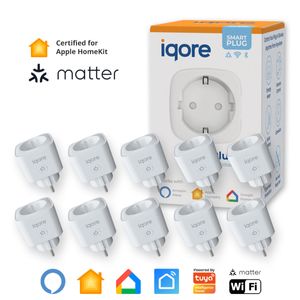 10x iqore Matter Intelligente WLAN Steckdose für Apple Homekit mit Strommessung und Sprachsteuerung, Timer, SmartLife App, Smart Plug, Alexa & Google