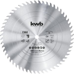 kwb Kreissägeblatt 600 x 30 mm,  Germany, grober schneller Schnitt, Sägeblatt geeignet für Brennholz und Schalungen