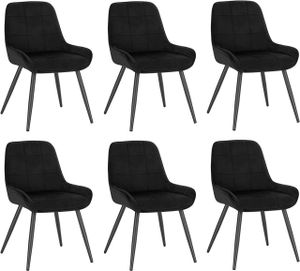 6er-Set Esszimmerstühle Polsterstuhl Samt Akzentstuhl mit Rückenlehne : schwarz Farbe: schwarz
