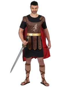 Gladiatoren-Erwachsenenkostüm Römer braun-schwarz-rot