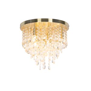 QAZQA - Art Deco Klassische Deckenleuchte I Deckenlampe I Lampe I Leuchte Gold I Messing I Messing 35 cm - Medusa I Wohnzimmer I Schlafzimmer - Glas Rund - LED geeignet G9