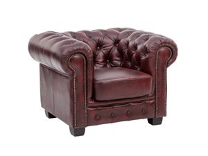 Sessel Chesterfield Echtleder rot