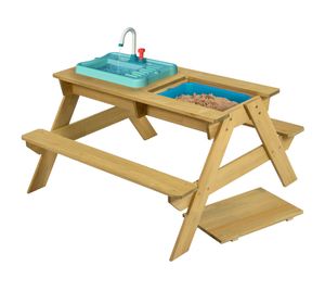 TP Toys Holz Spieltisch & Matschtisch Murmeltier inkl. Waschbecken und Sandkasten Natur {$Außenmaß}