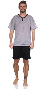 Herren Pyjama Short und T-Shirt Schlafanzug, Grau/XL