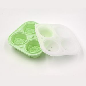 HAPPINY 3D Rose Ice Molds 2.5 Inch Large Ice Cube Trays Make 4 Giant Cute Flower Shape Ice Silicone Rubber Fun Big Ice Ball Maker - Green Rose Ice Tray