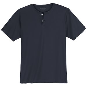 Große Größen Herren Serafino T-Shirt mit Knopfleiste navy Redfield