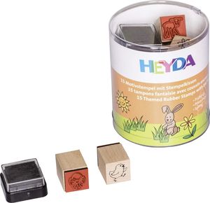 HEYDA Motivstempel Set "Frühling" Klarsicht Runddose 15 Stempel