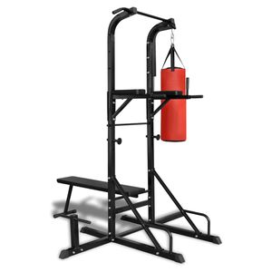 vidaXL Fitness posilovací věž s tréninkovou lavicí a boxovacím pytlem