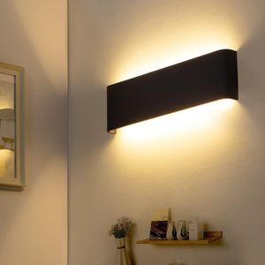 Moderní LED nástěnné světlo vnitřní černé, nahoru a dolů LED nástěnné svítidlo 40cm 12w, nástěnné osvětlení pro obývací pokoj ložnice předsíň stěna, teplá bílá