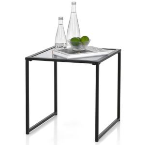 Zahradní stůl COSTWAY s deskou z tvrzeného skla, odkládací stolek, konferenční stolek 43x43x45cm