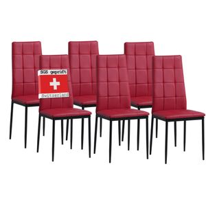 Albatros Esszimmerstühle RIMINI 6er Set, Rot - Edles Italienisches Design, Polsterstuhl Kunstleder-Bezug, Modern und Stilvoll am Esstisch-Küchenstuhl oder Stuhl Esszimmer hohe Belastbarkeit