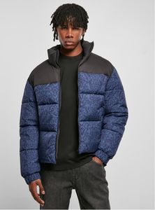 Dámská zimní bunda Urban Classics AOP Retro Puffer Jacket darkblue damast aop - XL