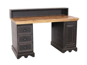 SIT Möbel Schreibtisch | 3 Schubladen, 1 Tür | Mangoholz mit MDF | schwarz mit honigfarbener Tischplatte | B 132 x T 65 x H 90 cm | 05807-11 | Serie CORSICA
