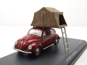 VW Käfer mit Dachzelt rot Modellauto 1:43 Schuco