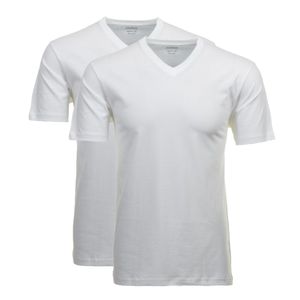 RAGMAN Herren T-Shirt 2er Pack - 1/2 Arm, Unterhemd, V-Neck Weiß M