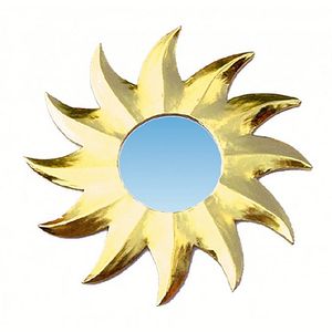 Spiegel Sonnenstern Holz vergoldet 40 cm Wandspiegel Feng-Shui Sonnenspiegel