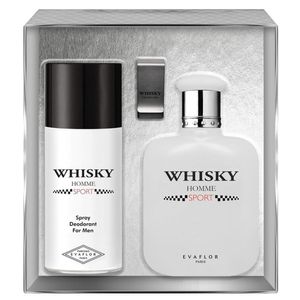 Evaflorparis Whisky Sport Gift Box Eau de Toilette 100ml + Deodorant 150ml + Money Clip Set Natural Spray Men Perfume 520g