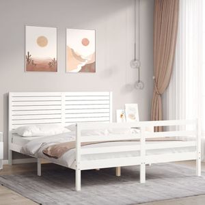 Maison Exclusive Rám postele s čMaison Exclusive bílý 160 x 200 cm masivní dřevo