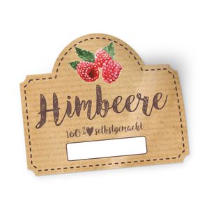 itenga 50 x Marmeladen Etikett Himbeere 4,5x3,8cm 100% selbstgemacht Sticker