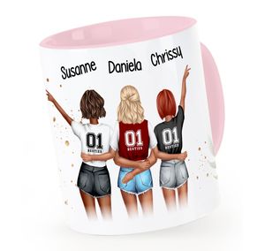 Tasse Beste Freundinnen 3 personalisiert Geschenk Freundschaft Frauen BFF Best Friends SpecialMe® rosa Keramik-Tasse