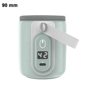 Tragbarer USB-Flaschenwärmer für Baby-Muttermilch, schnelles Aufladen und genaue Erwärmung von Auto- und Reiseflaschenwärmern, automatischer Isolier-Flaschenwärmer für Babymilch(Hohes Grün, 90 mm)