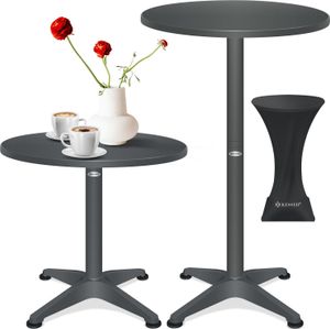 KESSER® 2in1 Stehtisch Bistrotisch Aluminium Edelstahlplatte | höhenverstellbar | 70cm / 115cm | Partytisch Tisch | In- & Outdoor | Hochzeit | Empfangstisch | 4 Standfüße und Regencover