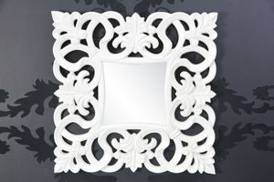 Barock Wandspiegel  Weiss Antik, Höhe 76 cm, Breite 76 cm, Edel & Prunkvoll