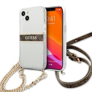 Guess GUHCP13SKC4GBGO iPhone 13 mini 5.4" Transparente Hardcase 4G Brown Strap Gold Chain