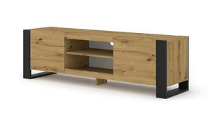 Lowboard TV-Schrank MONDI 158 cm Kommode HI-FI Tisch Regal Sideboard handwerkliche Eiche