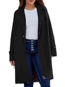 Damen Wintermantel Outwear Casual Trenchcoats Warme Strickjacke Jacke Outdoor Overcoat Schwarz,Größe XL