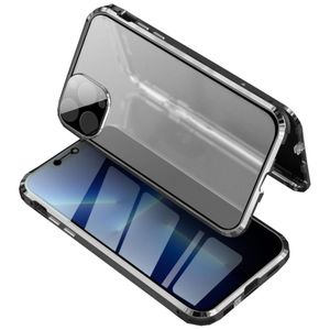 Für Apple iPhone 13 Pro Beidseitiger 360 Grad Magnet / Glas Privacy Mirror Case Hülle Handy Tasche Bumper Schwarz