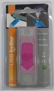 USB zapalovač se svítící spirálou - bouřkový zapalovač - dobíjecí - bez plamene - doba nabíjení cca 1 - 1,5 hodiny růžová
