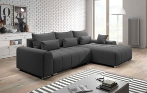 FURNIX Eckcouch LORETA Sofa L-Form Schlafsofa Couch mit Schlaffunktion Classic Design GRAU MO96