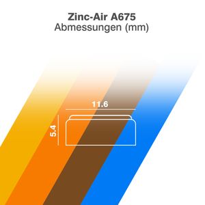 Camelion 15056675 Zink Luft Knopfzellen ohne Quecksilber A675/ZL 675/1,4 Volt, 6er-Pack