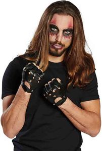 Punker Handschuhe mit Nieten fingerlos