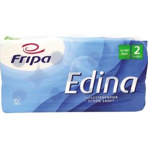 Fripa Toilettenpapier Edina 2-lagig hochweiß 8 Rollen à 400 Blatt