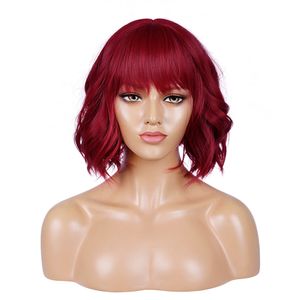 Cosplay Perücke Lady Short Curly Red Wine