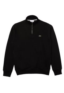 Lacoste Baumwoll-Sweatshirt mit 1/4-Reißverschlusskragen, Schwarz 3XL