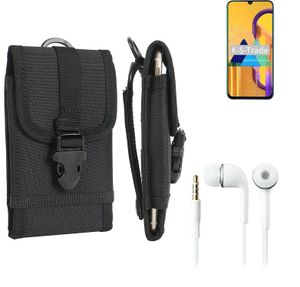 K-S-Trade Holster Schutz Hülle kompatibel mit Samsung Galaxy M30s Gürteltasche Handy Hülle Tasche outdoor Seitentasche schwarz 1x + Kopfhörer