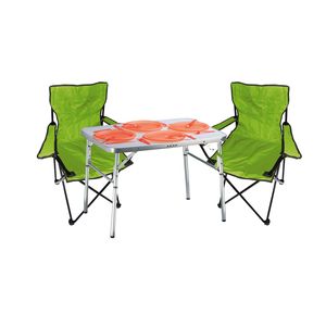 3-tlg. praktisches Campingmöbel Set Alu Campingtisch + 2 Anglersessel