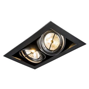 QAZQA - Design Einbaustrahler schwarz AR111 verstellbar 2-flammig - Oneon I Wohnzimmer I Schlafzimmer - Stahl Rechteckig - LED geeignet G53